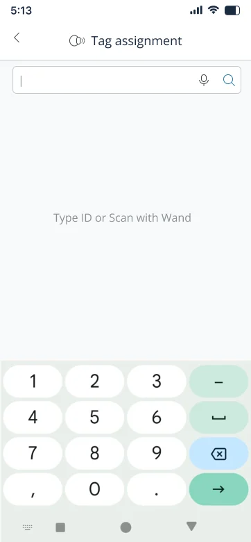 Tag assignment, step 1: type or scan