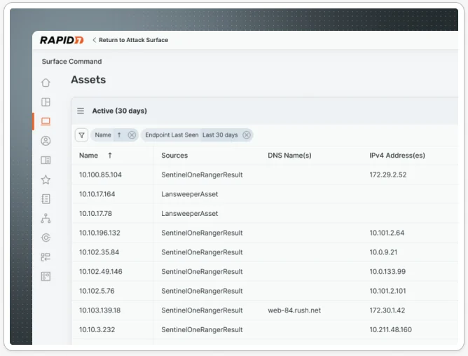 Rapid7 filtering